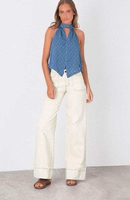 Pantalón Mujer Wide Leg Sun Ecru