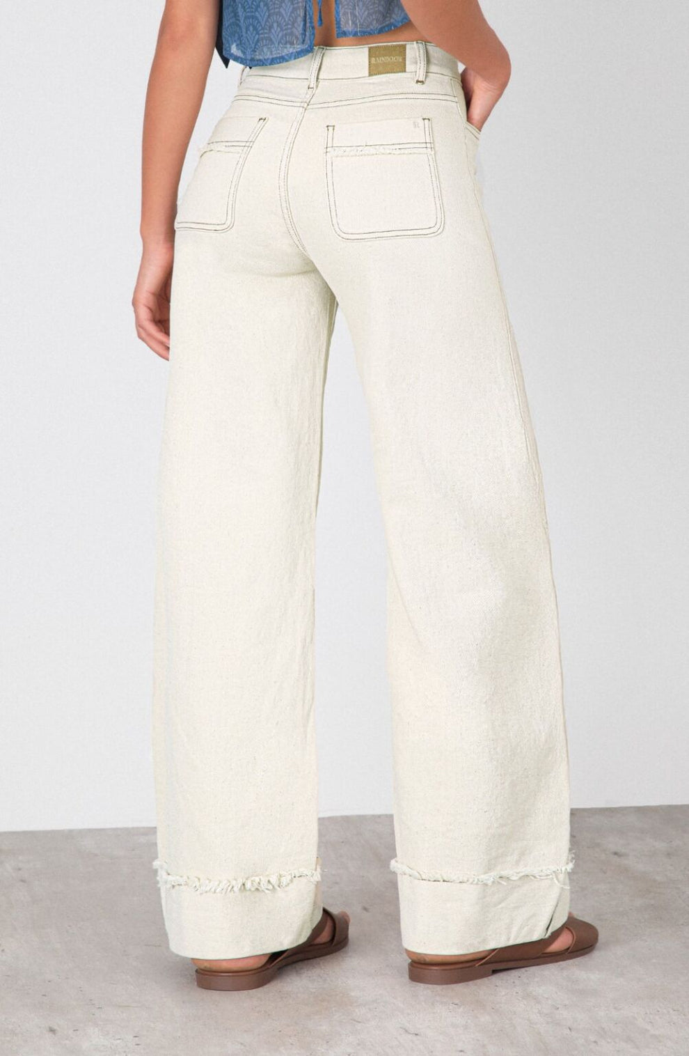 Pantalón Mujer Wide Leg Sun Ecru