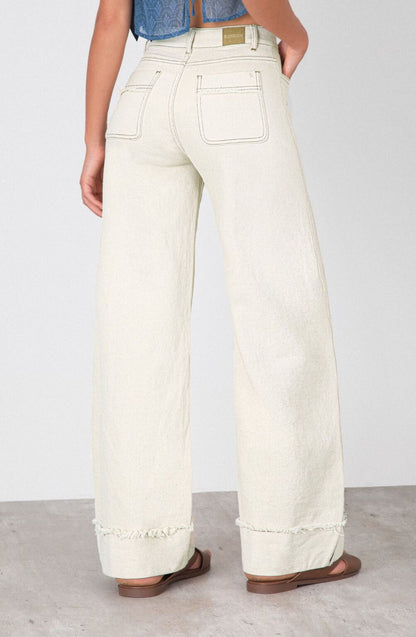 Pantalón Mujer Wide Leg Sun Ecru