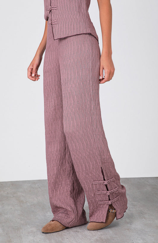 Pantalón Abertura Botón Lateral Rose