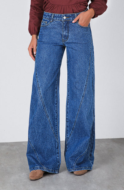 Pantalón Mujer Cortes Cruzados Blue