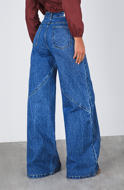 Pantalón Mujer Cortes Cruzados Blue