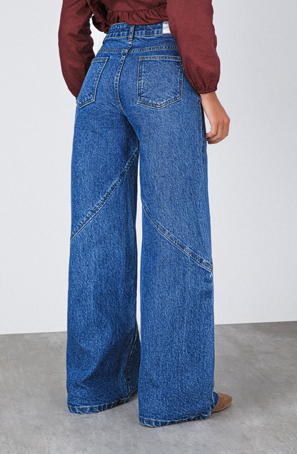 Pantalón Mujer Cortes Cruzados Blue