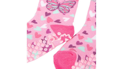 Calcetín Bebé Niña Antideslizante Mariposa Fucsia