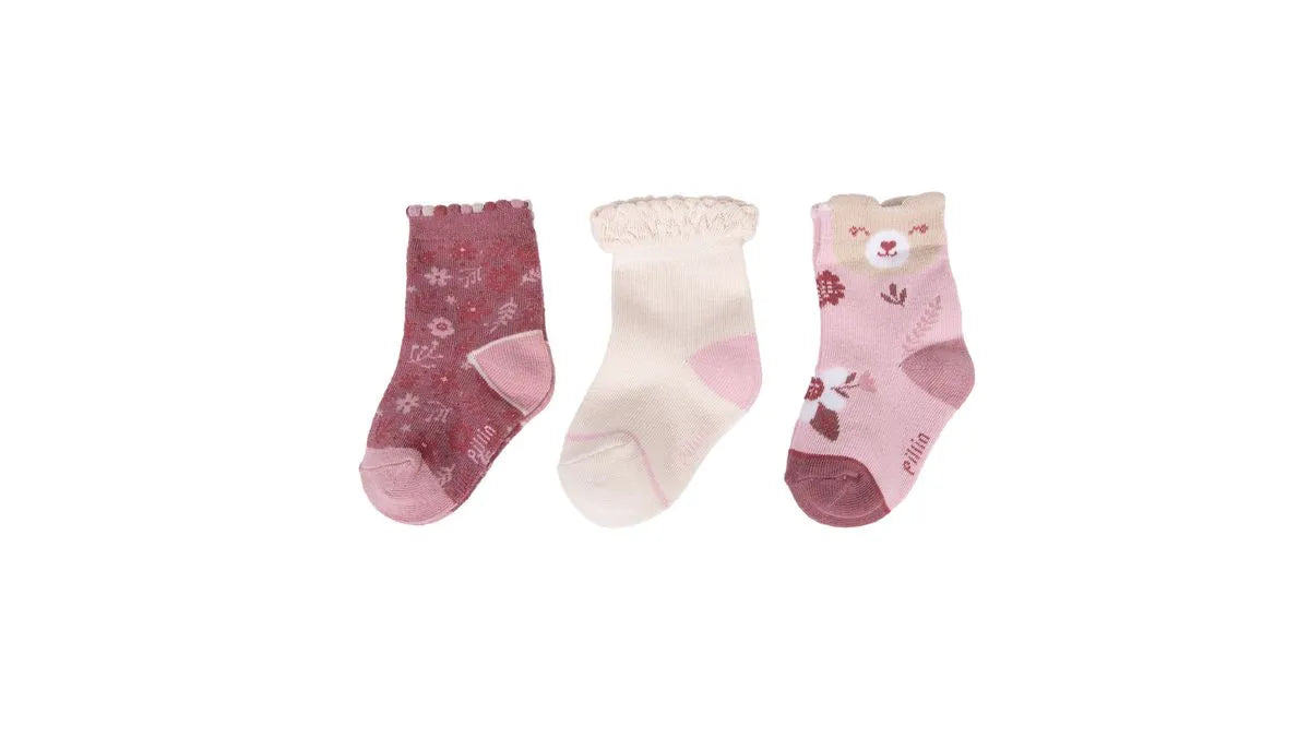 Pack 3 Calcetines Bebé Niña Algodón Flores Surtido