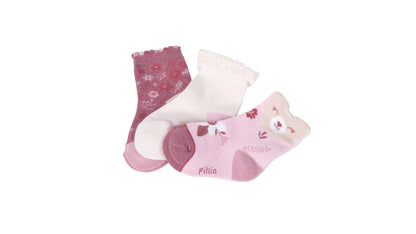 Pack 3 Calcetines Bebé Niña Algodón Flores Surtido