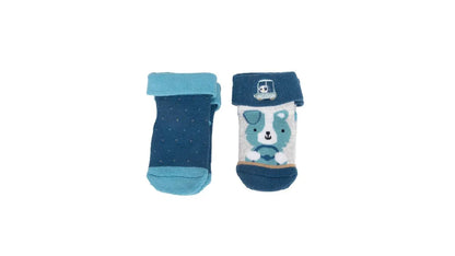 Pack 2 Calcetines Recién Nacido Niño Toalla Perrito Surtido Azul