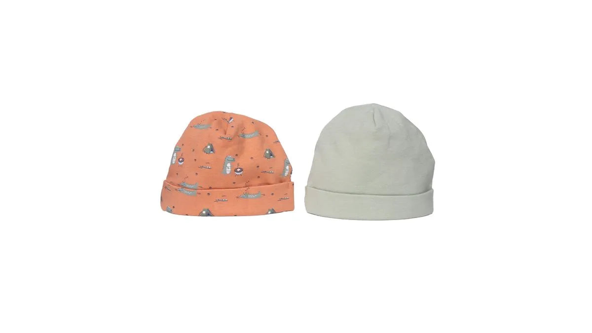 Pack 2 Gorro Recién Nacido Niño Cocodrilos Surtido Naranjo