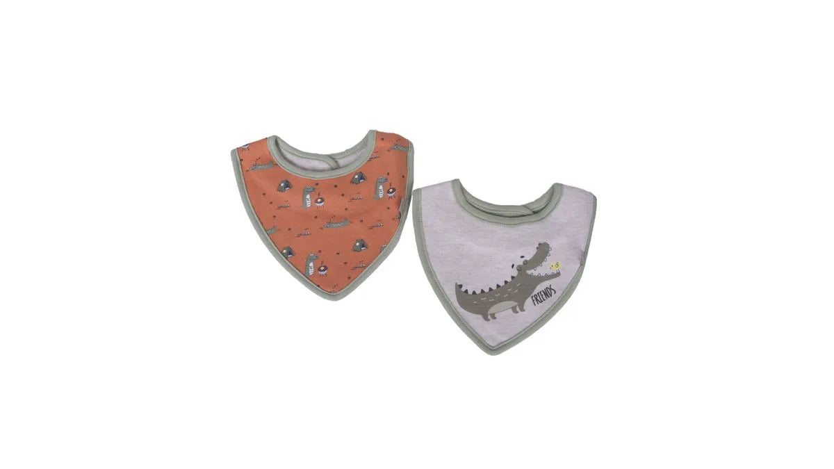 Pack 2 Baberos Recién Nacido Niño Algodón Cocodrilo Surtido Naranjo