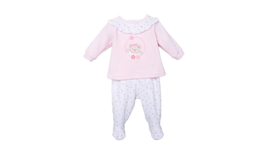 Conjunto Plush Recién Nacido Niña Floral Rosado
