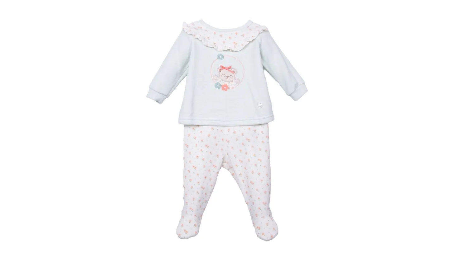 Conjunto Plush Recién Nacido Niña Floral Verde