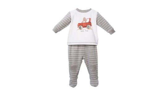 Conjunto Plush Recién Nacido Niño con Rayas Safari