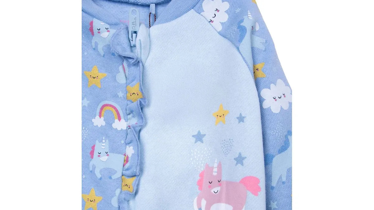 Pijama Bebé Niña Enterito Unicornio Celeste