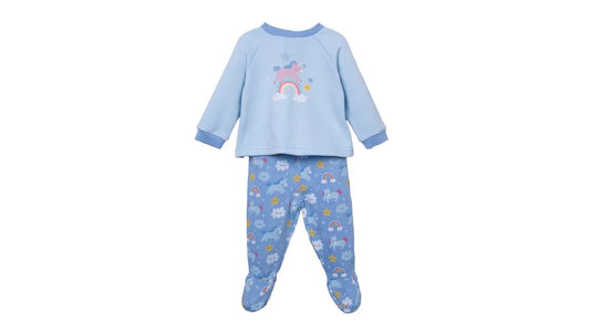 Pijama Bebé Niña Manga Larga Unicornio Celeste