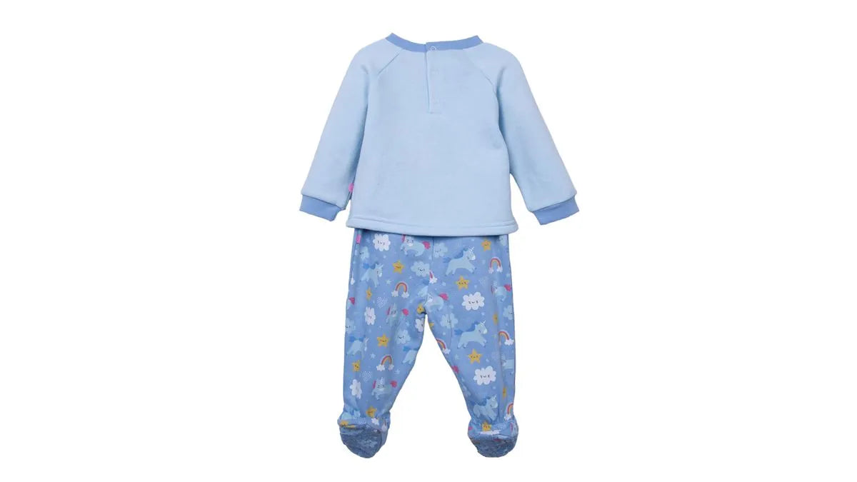 Pijama Bebé Niña Manga Larga Unicornio Celeste
