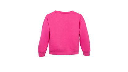 Polerón Niña Cuello Redondo Estampado Cinta Fucsia