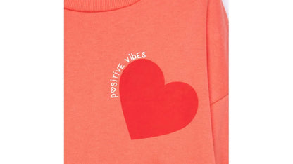 Polerón Niña Cuello Redondo Estampado Corazones Naranjo