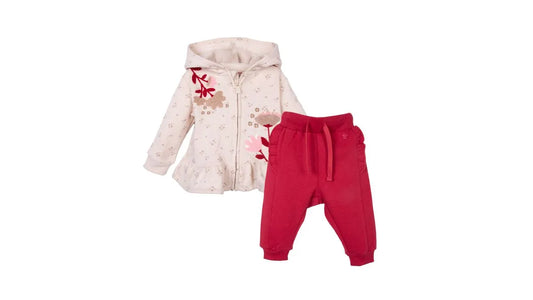 Buzo Bebé Niña Estampado Floral con Vuelos Rojo
