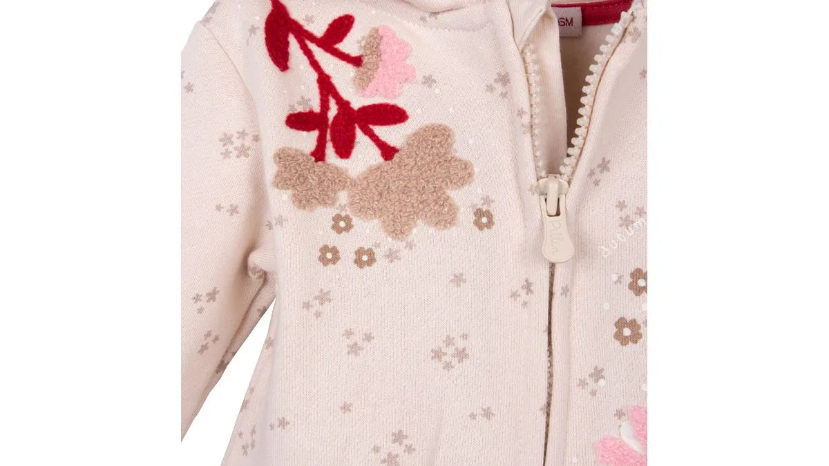 Buzo Bebé Niña Estampado Floral con Vuelos Rojo