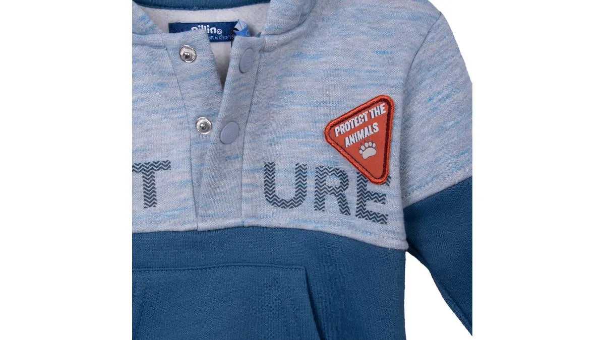 Polerón Bebé Niño con Gorro y Bolsillo Delantero Azul