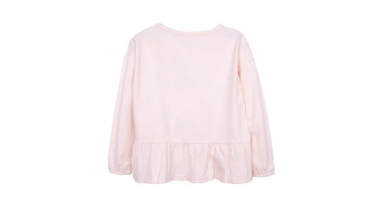 Polera Niña Manga Larga con Vuelo y Lentejuelas Damasco