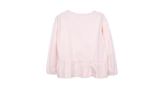 Polera Niña Manga Larga con Vuelo y Lentejuelas Damasco