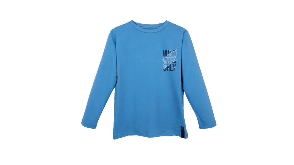 Polera Niño Manga Larga Estampado Wild Vibes Azul