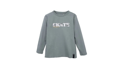 Polera Niño Manga Larga Estampado Skate Verde