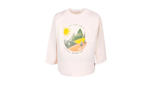 Polera Bebé Niño Manga Larga Estampado y Bolsillo Crudo