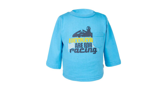 Polera Bebé Niño Manga Larga Estampado y Bolsillo Celeste