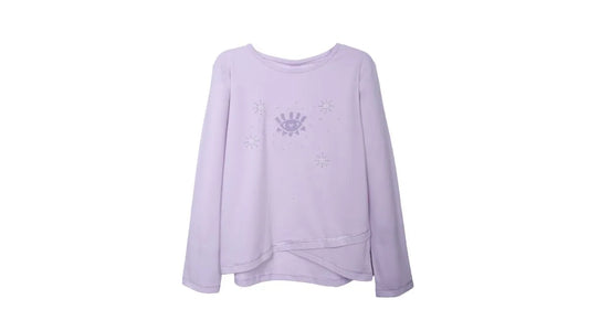 Polera Niña Manga Larga Bordado y Perlas Lila
