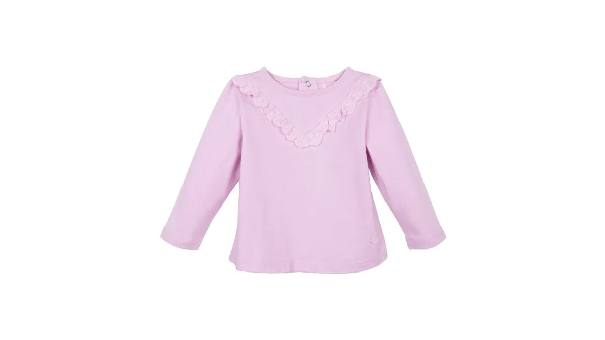 Polera Bebé Niña Manga Larga Broderie Malva