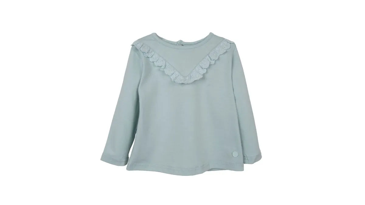 Polera Bebé Niña Manga Larga Broderie Verde
