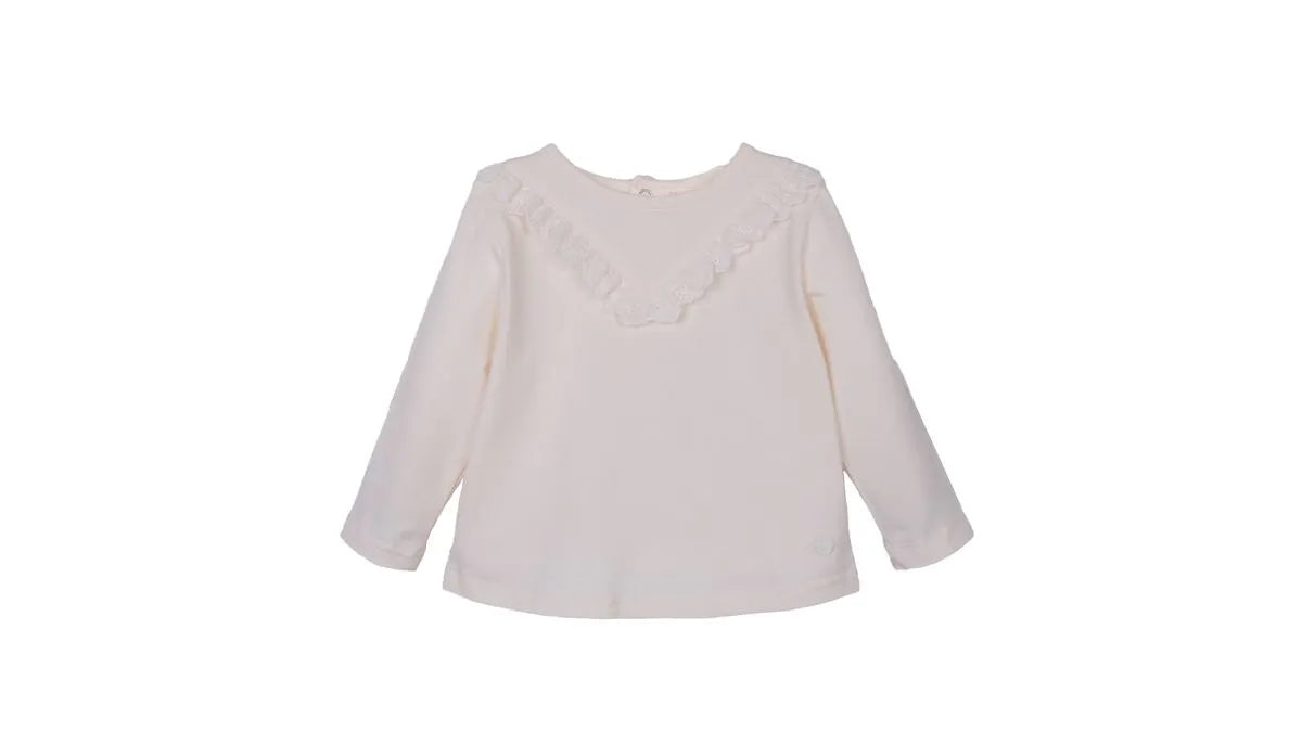 Polera Bebé Niña Manga Larga Broderie Crudo