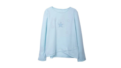 Polera Niña Manga Larga Estampado Floral Palo Aqua