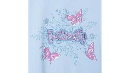 Polera Niña Manga Larga Estampado Floral Palo Aqua