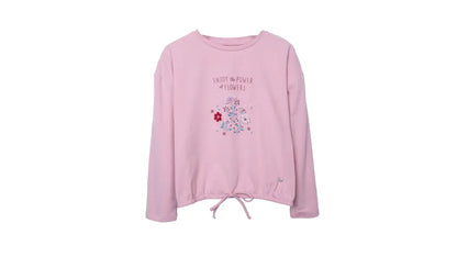 Polera Niña Manga Larga Estampado Floral Palo Rosa