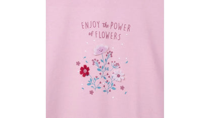 Polera Niña Manga Larga Estampado Floral Palo Rosa