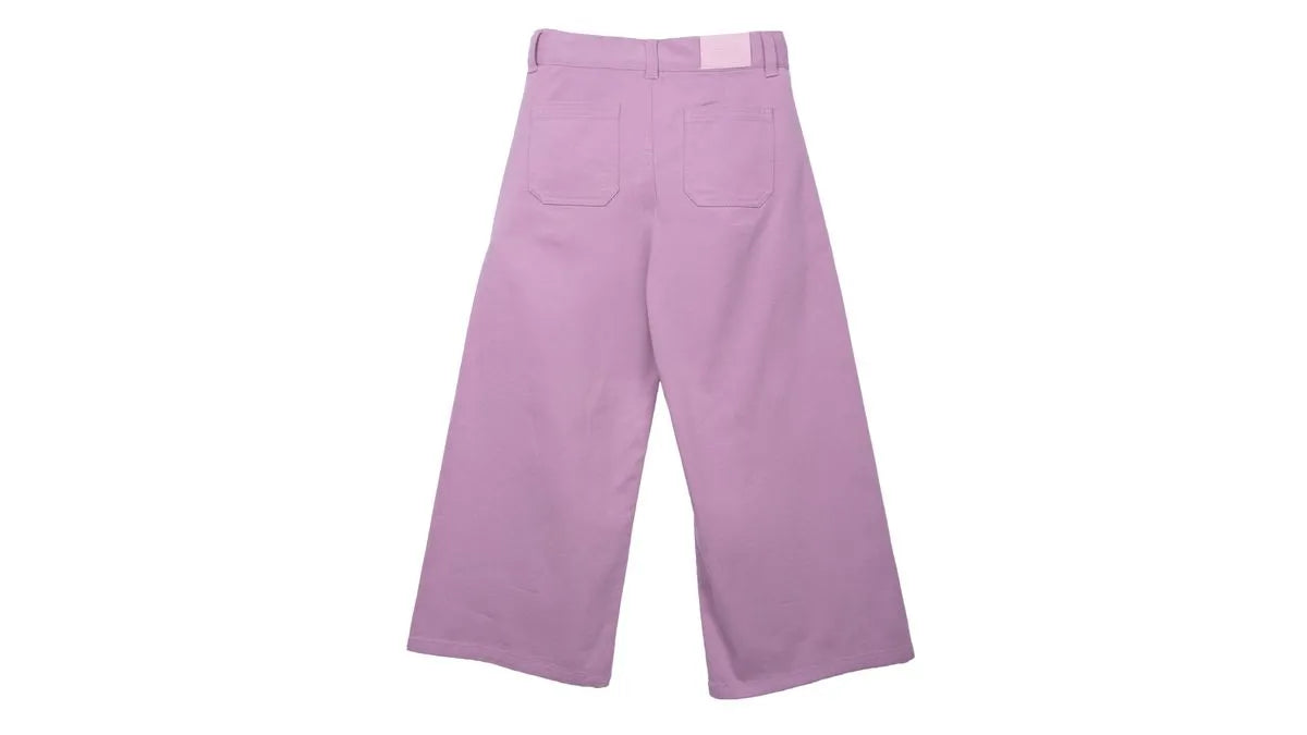 Pantalón Niña Recto Gabardina Cintura Ajustable Malva