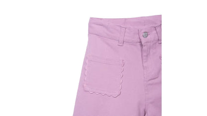 Pantalón Niña Recto Gabardina Cintura Ajustable Malva