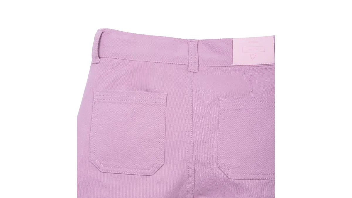 Pantalón Niña Recto Gabardina Cintura Ajustable Malva