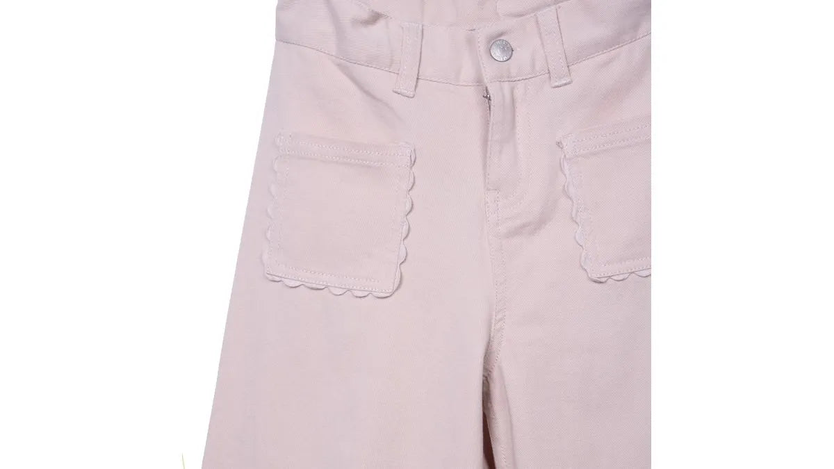 Pantalón Niña Recto Gabardina Cintura Ajustable Beige