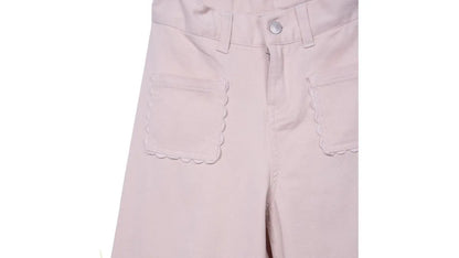 Pantalón Niña Recto Gabardina Cintura Ajustable Beige