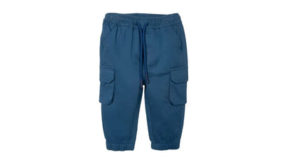 Pantalón Bebé Niño Gabardina Jogger Cargo Azul