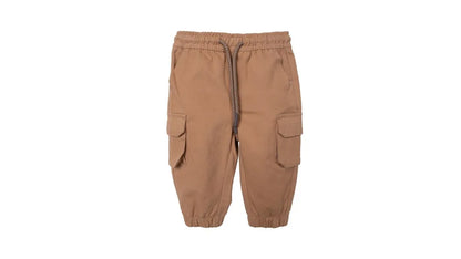 Pantalón Bebe Niño Gabardina Jogger Cargo Café