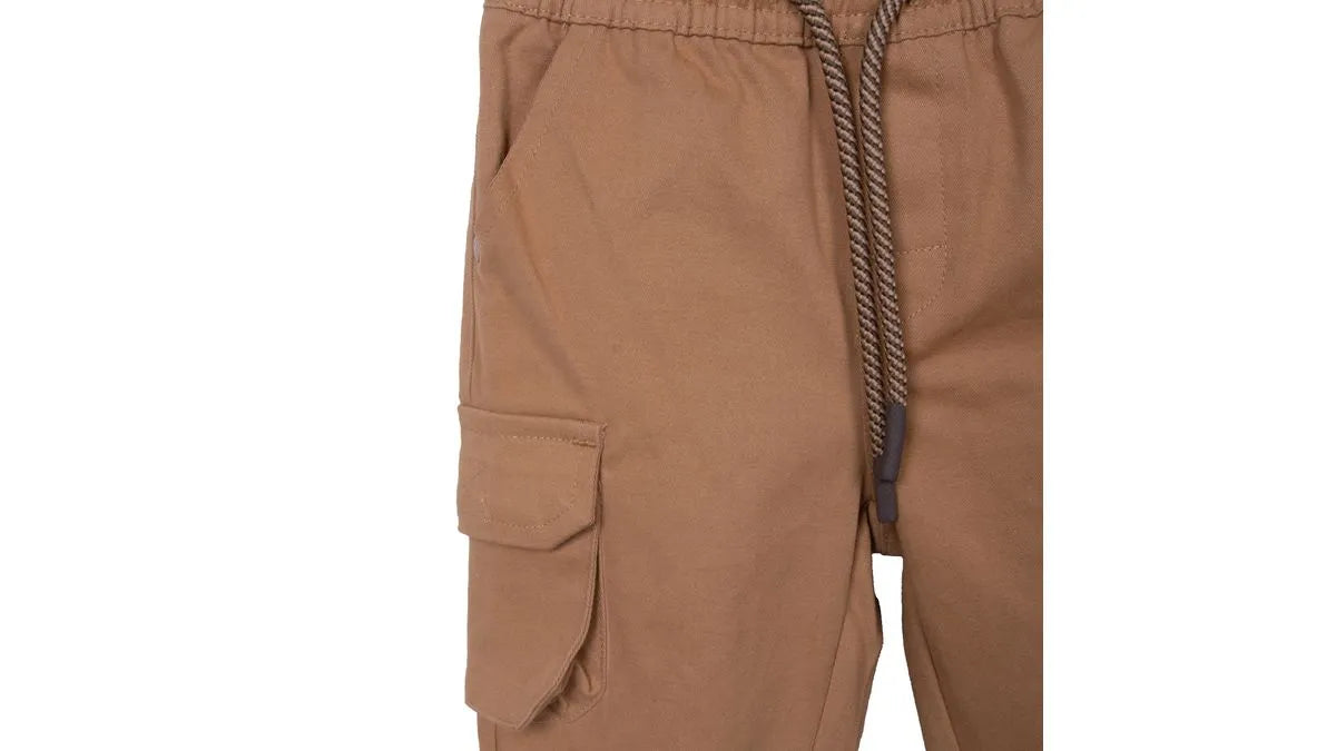 Pantalón Bebe Niño Gabardina Jogger Cargo Café