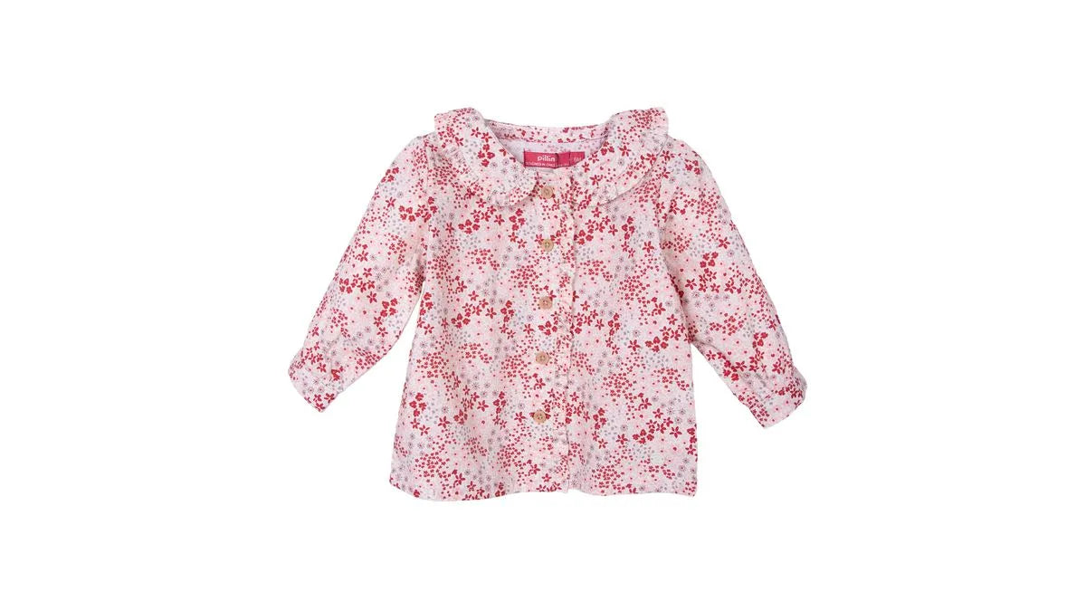 Blusa Bebé Niña Manga Larga Floreada Rojo