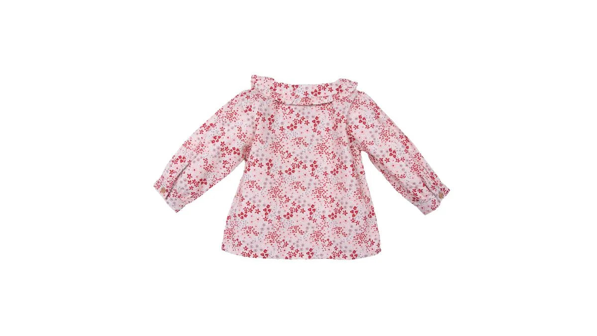 Blusa Bebé Niña Manga Larga Floreada Rojo
