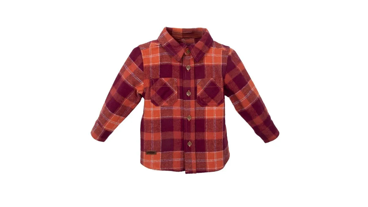 Camisa Bebé Niño Manga Larga Cuadrille Naranjo
