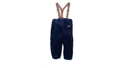 Pantalón Bebé Niño Cotelé con Suspensores Azul